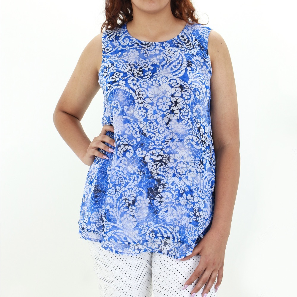 FEVER-Tunic Blouse / Sleeveless /Lightweight and Flowy /Size XXL/ 100% Polyester